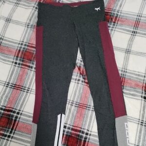 PINK Victoria's Secret Black and Burgundy Kids Leggings